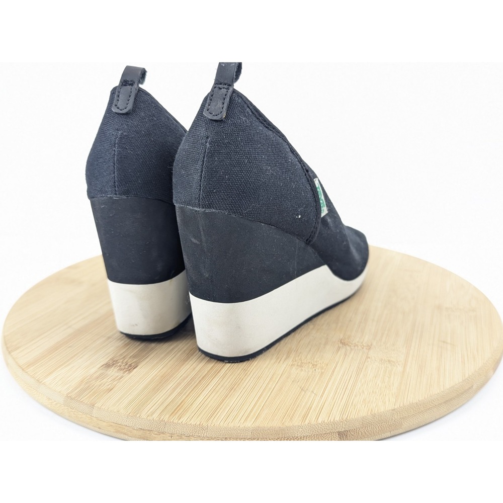 Teva Wedge Heel Womens 8 Peep Toe Slip On Black Mush Promenade Canvas - Picture 4 of 11